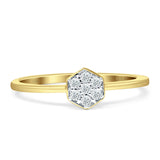 Hexagon Shaped Diamond Wedding Ring 14K Yellow Gold 0.10ct Wholesale