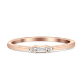 Stacking Baguette And Round Diamond Ring 14K Rose Gold 0.07ct Wholesale