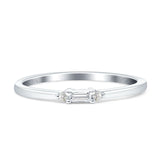 Stacking Baguette And Round Diamond Ring 14K White Gold 0.07ct Wholesale