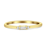 Stacking Baguette And Round Diamond Ring 14K Yellow Gold 0.07ct Wholesale