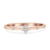 Diamond Round Four Leaf Clover Stackable Ring 14K Rose Gold 0.09ct Wholesale