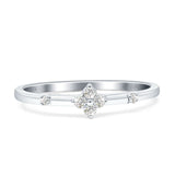 Diamond Round Four Leaf Clover Stackable Ring 14K White Gold 0.09ct Wholesale