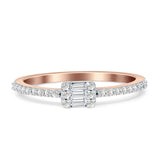 Stackable Petite Baguette & Round Diamond Ring 14K Rose Gold 0.19ct Wholesale