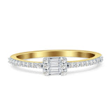 Stackable Petite Baguette & Round Diamond Ring 14K Yellow Gold 0.19ct Wholesale