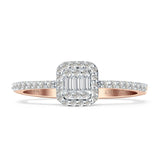 Halo Diamond Baguette Ring Round 14K Rose Gold 0.25ct Wholesale
