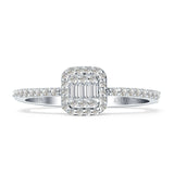 Halo Diamond Baguette Ring Round 14K White Gold 0.25ct Wholesale