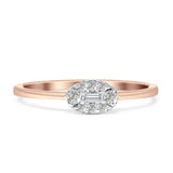 Oval Shaped Diamond Halo Ring 14K Rose Gold 0.15ct Wholesale