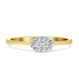 Oval Shaped Diamond Halo Ring 14K Yellow Gold 0.15ct Wholesale