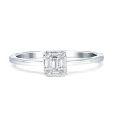 Unique Round And Baguette Diamond Ring 14K White Gold 0.11ct Wholesale