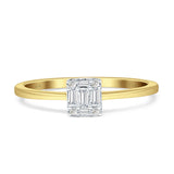 Unique Round And Baguette Diamond Ring 14K Yellow Gold 0.11ct Wholesale