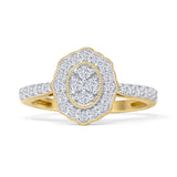 Oval Shaped Cluster 0.53ct Diamond Halo Engagement Ring 14K Yellow Gold Wholesale