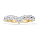 Chevron Ring 0.42ct Natural Diamond Crown Half Eternity 14K Yellow Gold Wholesale