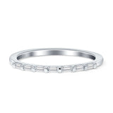 Diamond Stackable Ring Half Eternity Baguette 14K White Gold 0.18ct Wholesale