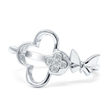 Diamond Flower & Butterfly Wrap Ring Statement 14K White Gold 0.07ct Wholesale