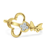 Diamond Flower & Butterfly Wrap Ring Statement 14K Yellow Gold 0.07ct Wholesale