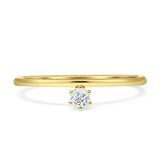 Diamond Solitaire Ring Round Statement 14K Yellow Gold 0.10ct Wholesale