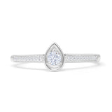Pear Teardrop Stackable Round Natural Diamond Ring 14K White Gold Wholesale