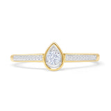 Pear Teardrop Stackable Round Natural Diamond Ring 14K Yellow Gold Wholesale