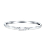 Baguette Diamond Ring Stackable Band 14K White Gold 0.06ct Wholesale