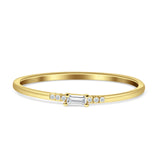 Baguette Diamond Ring Stackable Band 14K Yellow Gold 0.06ct Wholesale