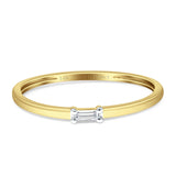 Diamond Solitaire Ring Baguette Statement 14K Yellow Gold 0.06ct Wholesale