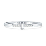 Diamond Baguette Ring Petite Statement 14K White Gold 0.08ct Wholesale