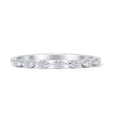 Half Eternity Marquise Band 2mm Round Natural Diamond 14K White Gold Wholesale