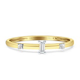 Diamond Three Stone Ring Minimalist Baguette 14K Yellow Gold 0.09ct Wholesale