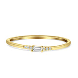Minimalist Diamond Baguette Ring Stackable 14K Yellow Gold 0.06ct Wholesale