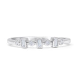 Half Eternity Round & Baguette Natural Diamond Band 3.5mm 14K White Gold Wholesale