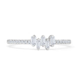 Vetical ZigZag Baguette Stacking Round Diamond Ring 14K White Gold Wholesale