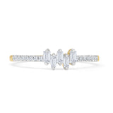 Vetical ZigZag Baguette Stacking Round Diamond Ring 14K Yellow Gold Wholesale