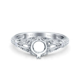14K White Gold 0.03ct Vintage Design Solitaire Round 6mm G SI Semi Mount Diamond Engagement Wedding Ring Size 6.5