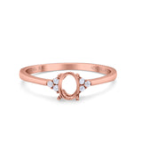 14K Rose Gold 0.11ct Art Deco Oval 7mmx5mm G SI Semi Mount Diamond Engagement Wedding Ring
