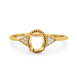 14K Yellow Gold 0.05ct Oval Art Deco 8mmx6mm G SI Semi Mount Diamond Engagement Wedding Ring Size 6.5