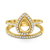 14K Yellow Gold 0.37ct Teardrop Pear 8mmx6mm G SI Semi Mount Diamond Engagement Bridal Wedding Ring Size 6.5