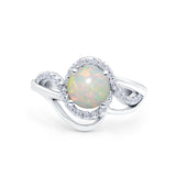 14K White Gold 0.21ct Art Deco Round 7mm G SI Natural White Opal Diamond Engagement Wedding Ring Size 6.5