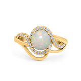 14K Yellow Gold 0.21ct Art Deco Round 7mm G SI Natural White Opal Diamond Engagement Wedding Ring Size 6.5