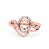 14K Rose Gold 0.21ct Art Deco Round 7mm G SI Semi Mount Diamond Engagement Wedding Ring