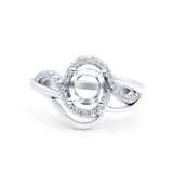 14K White Gold 0.21ct Art Deco Round 7mm G SI Semi Mount Diamond Engagement Wedding Ring