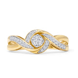 Infinity Swirl 0.26ct Natural Diamond Round Engagement Ring 14K Yellow Gold Wholesale