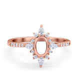 14K Rose Gold 0.33ct Vintage Oval 8mmx6mm G SI Semi Mount Diamond Engagement Wedding Ring