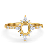 14K Yellow Gold 0.33ct Vintage Oval 8mmx6mm G SI Semi Mount Diamond Engagement Wedding Ring