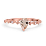 14K Rose Gold 0.73ct Teardrop Pear 7mmx5mm G SI Natural Morganite Diamond Engagement Wedding Ring Size 6.5