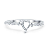 14K White Gold 0.02ct Teardrop Pear 7mmx5mm G SI Semi Mount Diamond Engagement Wedding Ring