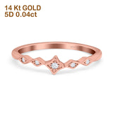 14K Rose Gold Diamond Round Half Eternity Band Engagement Ring 0.04ct Size 6.5