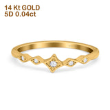 14K Yellow Gold Diamond Round Half Eternity Band Engagement Ring 0.04ct Size 6.5