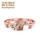14K Rose Gold 0.87ct Round Natural Morganite G SI Diamond Engagement Ring Size 6.5