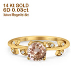 14K Yellow Gold 0.87ct Round Natural Morganite G SI Diamond Engagement Ring Size 6.5