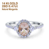 14K White Gold 1.68ct Oval Natural Morganite G SI Diamond Engagement Ring Size 6.5